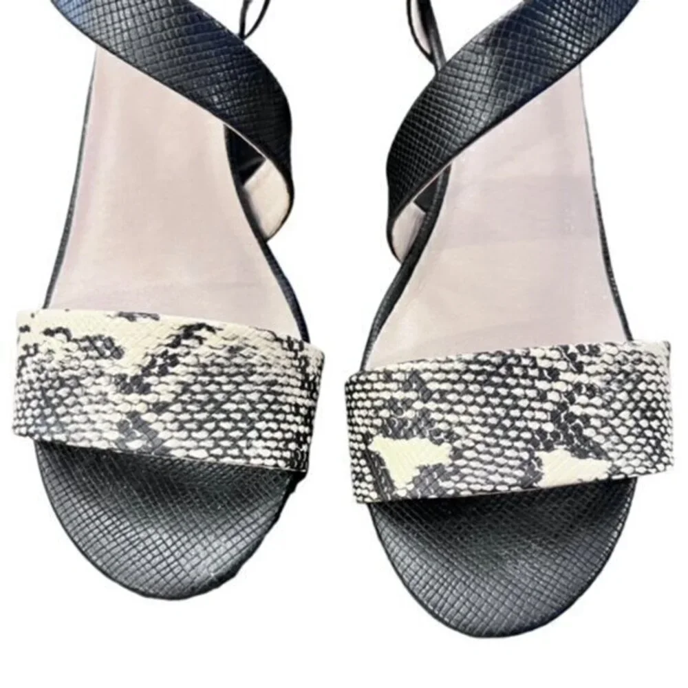 Dept 222 Womens Ankle Strap Wedge Sandal Snakeskin Waverly Size 9M Dressy Preppy
